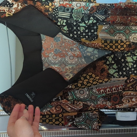 NWT Roz & Ali 3/4 Sleeve Fit & Flare Patchwork Dress - Picture 9 of 10